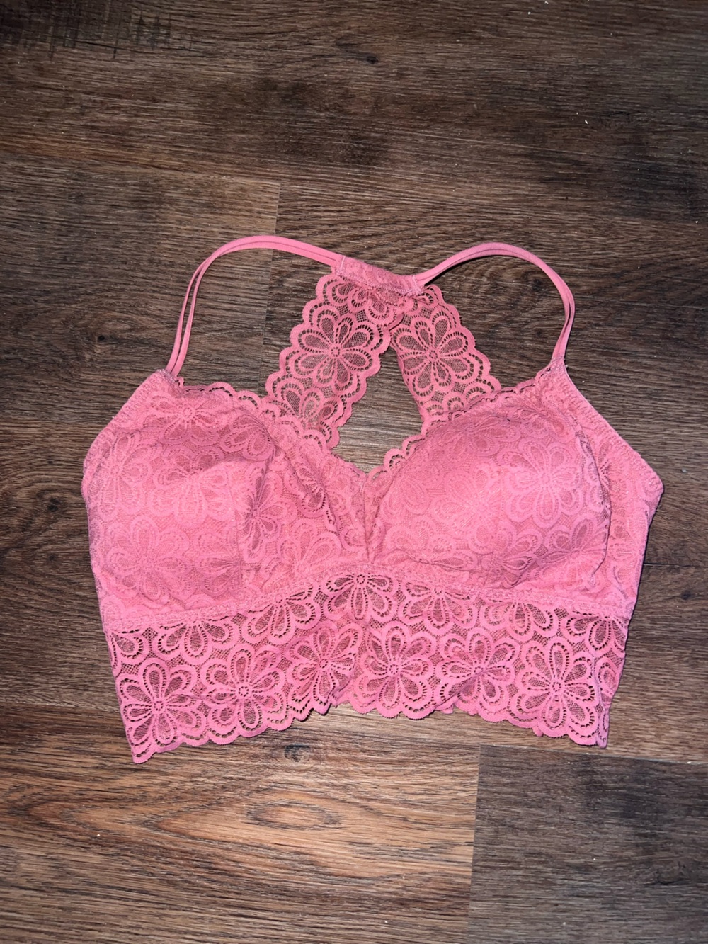 Lace Bralette Crop Top - Pink